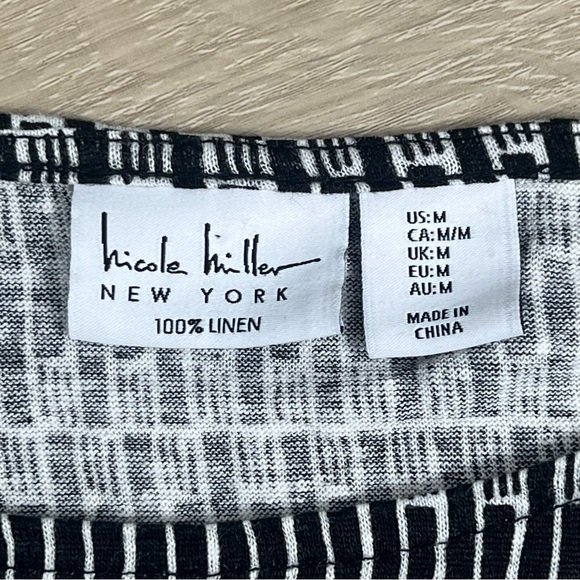 Nicole Miller Linen Top Size Medium Geometric Pattern Sleeveless - Picture 2 of 6